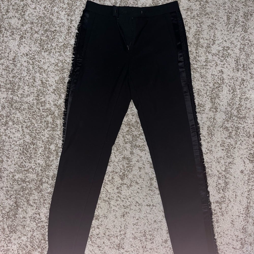 Maje Black Fringe Trim Pants